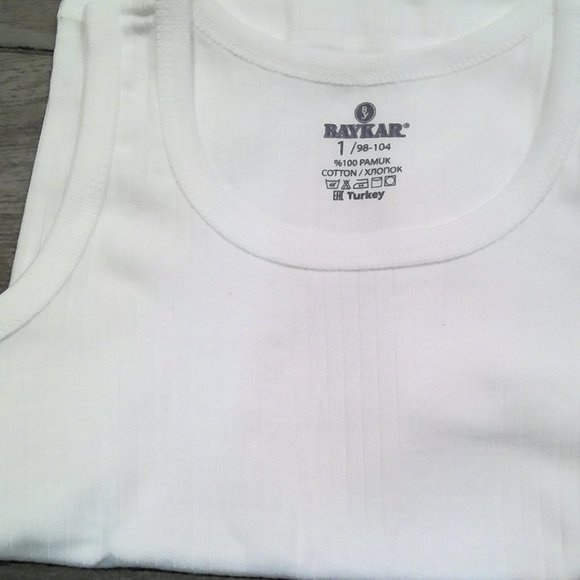 Boys Ribbed Cotton White Undershirts Tanktops - Picture 2 of 2